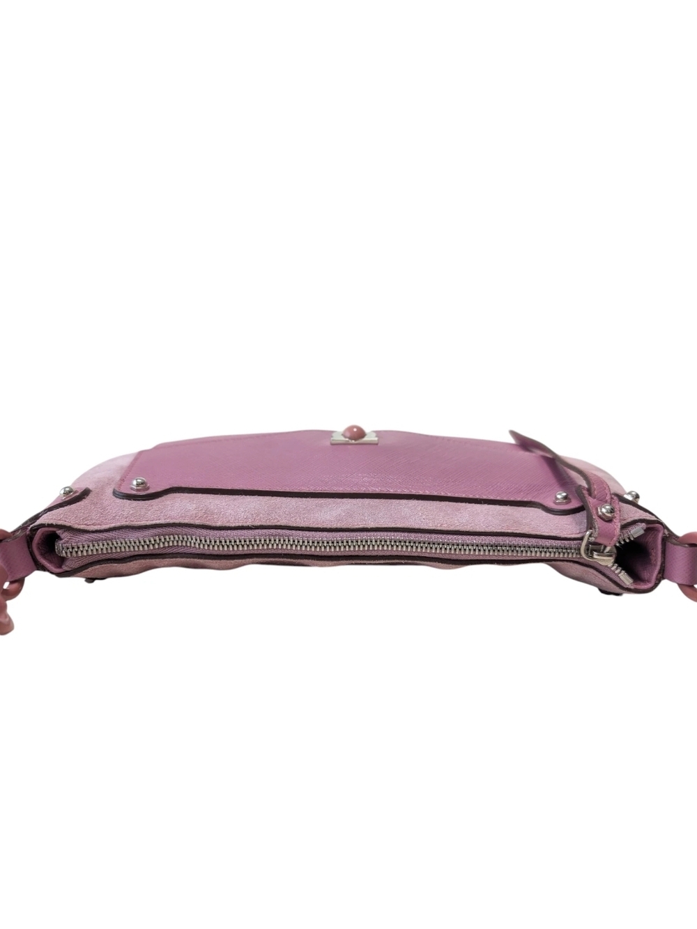 Salvatore Ferragamo Pink Suede & Leather Mini Shoulder Bag With Chain Link Strap - Picture 6 of 16